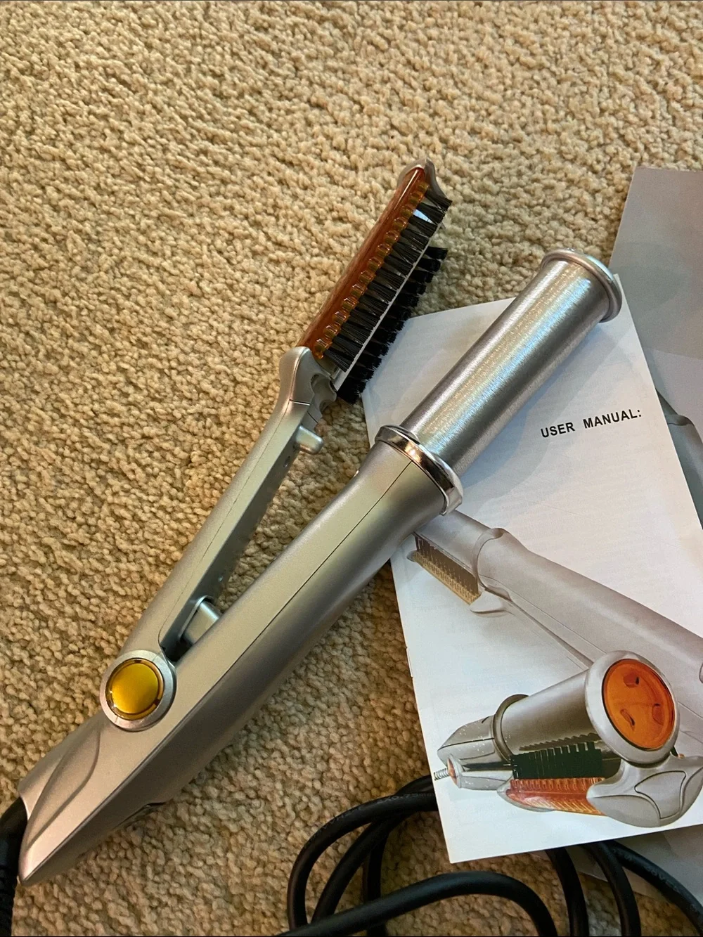 Silver Ceramic Hair Curler with Manual